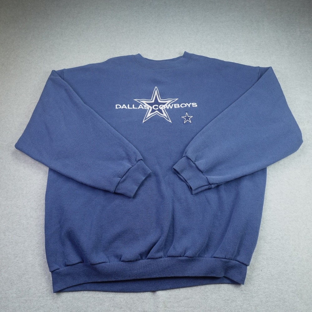 Dallas Cowboys Mens 2XL Blue Vintage 90s Pullover‎ Sweatshirt Logo Athletic NFL
